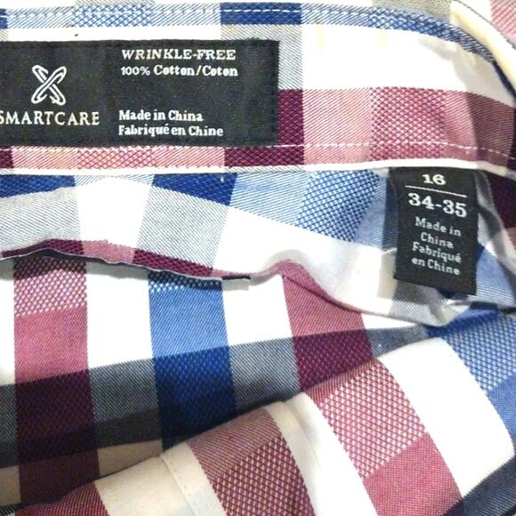 💸$10 Nordstrom Trim Fit Mens 16 34/35 Button Up Long Cuffed Sleeve Wrinkle Free - Picture 4 of 4